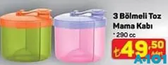 3 BÖLMELİ TOZ MAMA KABI 290 CC fiyat ve kampanya bilgisi